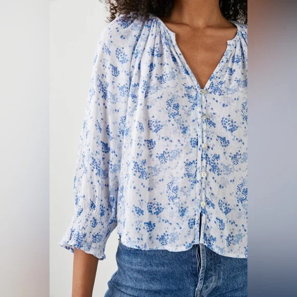 Rails Mariah Linen-Blend Floral Blouse - Picture 9 of 16